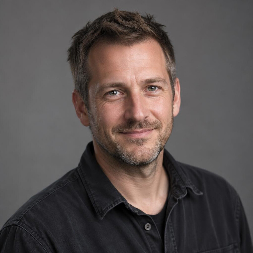 Portrait of a man with short dark hair